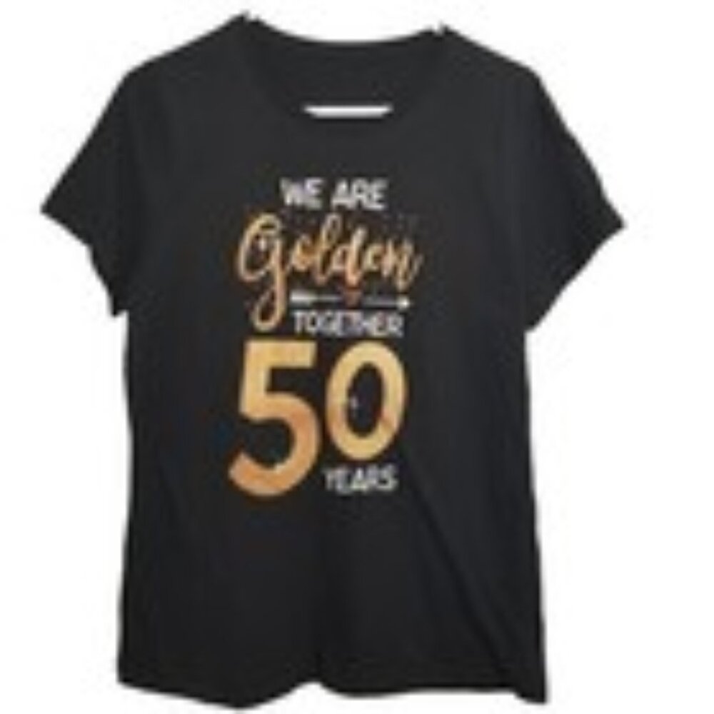 We are Golden Together" Wedding Anniversary‎ Womens Medium Black Tshirt NWOT